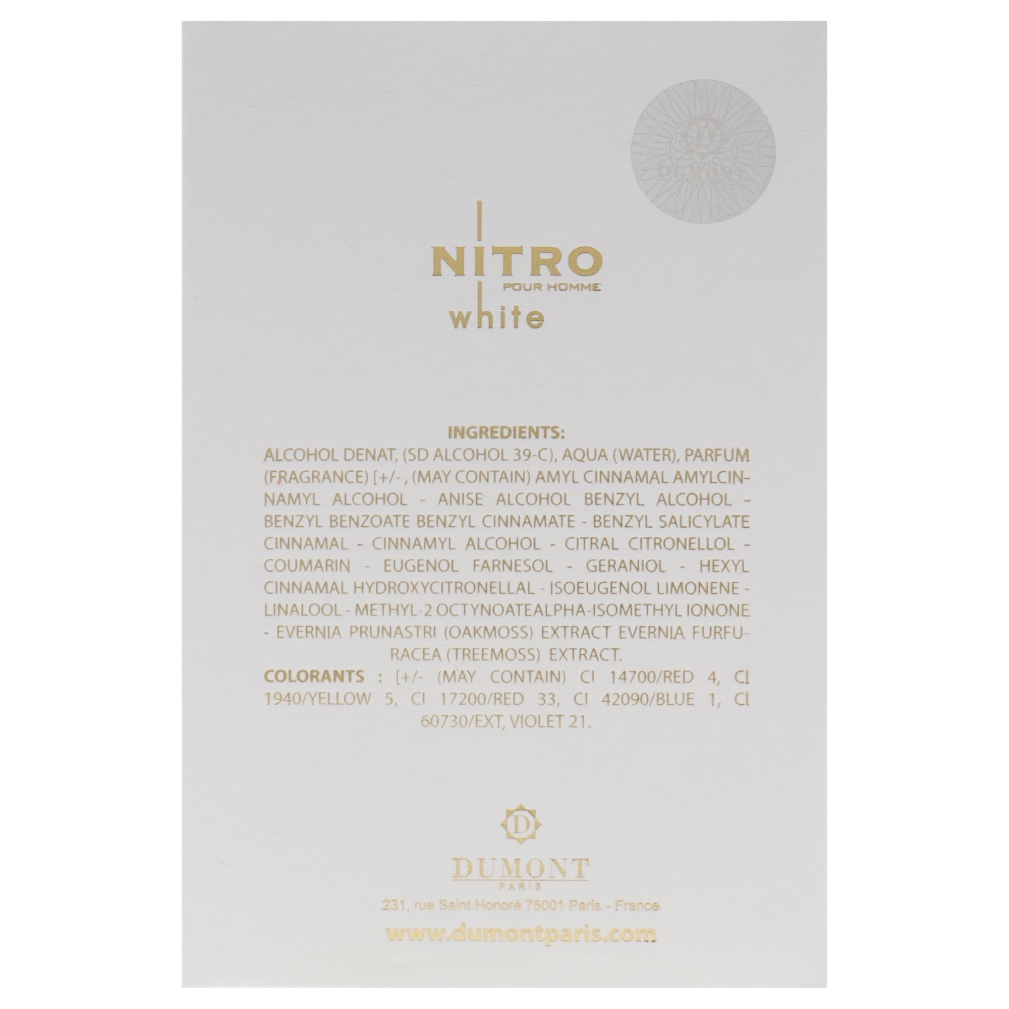 Dumont Paris Nitro White Pour Homme Eau de Parfum 3.4 oz - 图片 4